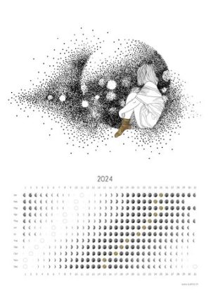 Calendrier Lunaire 2024 avec Dessin n°1 - Femme et Lune