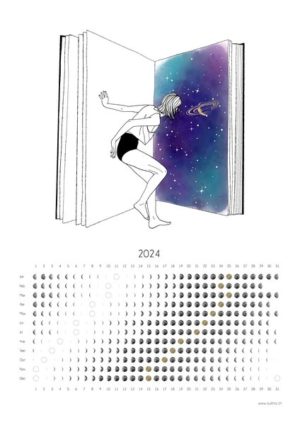 Calendrier Lunair 2024 avec Dessin n°2 - Gardienne des Astres