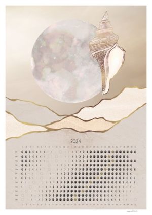 Calendrier Lunaire 2024 avec Dessin n°6 - Lune Coquillage