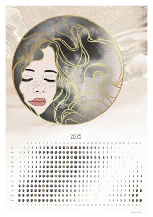 Poster A3 en papier de qualité montrant une jeune fille avec cheveux dorés sous la pleine lune